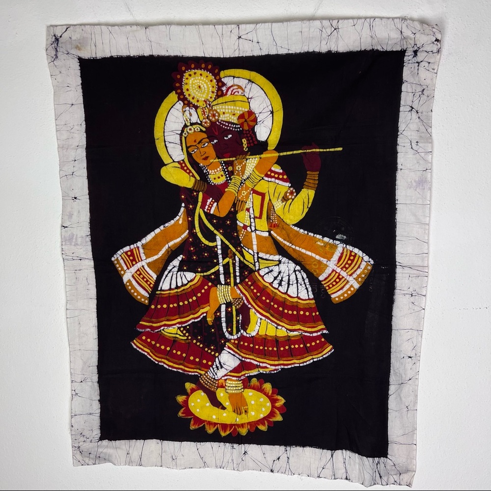 Vintage Batik Indian God & Goddess Textile Cloth